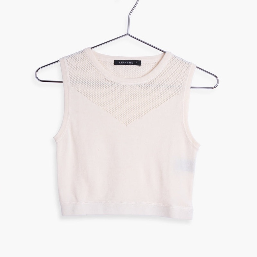 Leimere HUNTINGTON CROP TANK TOP White with mesh size small